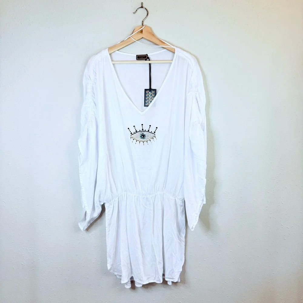 Kurt Geiger London Eye White Women’s Tunic Cove Up Size Medium NWT